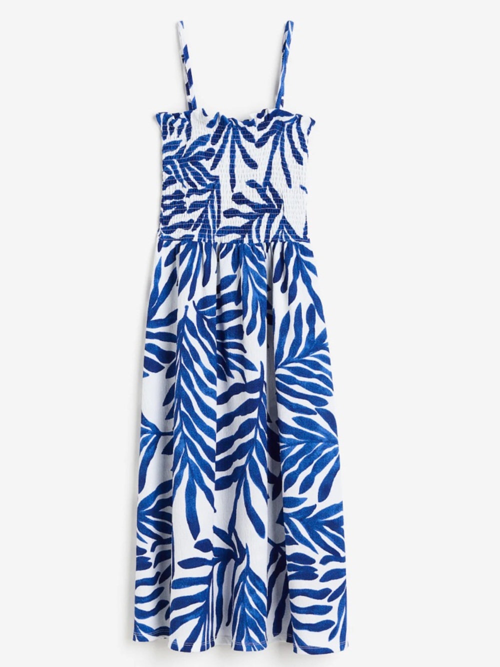 H&M SMOCK-TOPPED DRESS White and Blue Pattern - Picture 2 of 6
